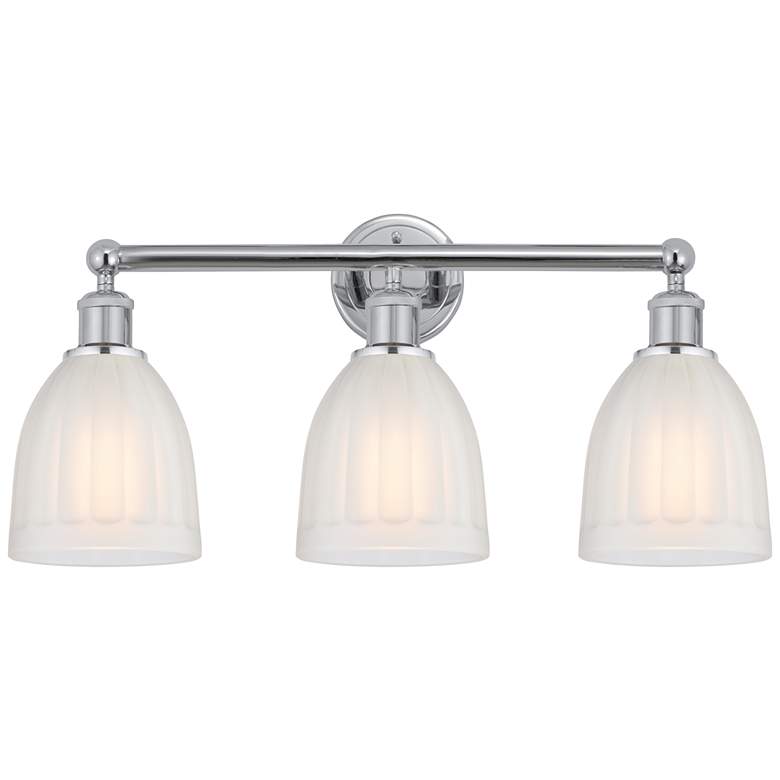 Image 1 Brookfield 24" 3-Light Polished Chrome Bath Light w/ White Shade