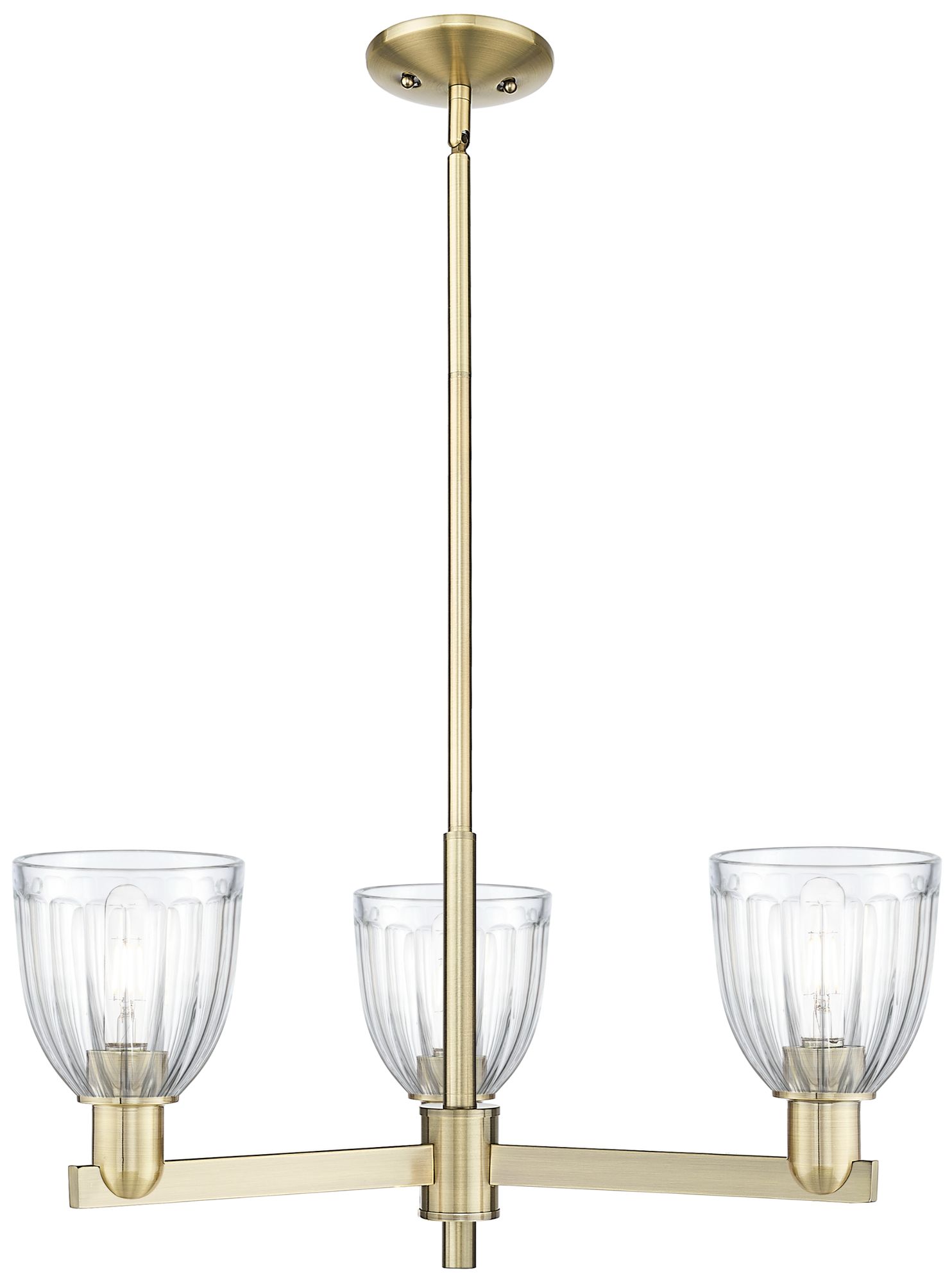 Brookfield 28" Wide 3-Light Antique Brass Chandelier w/ Clear Shade