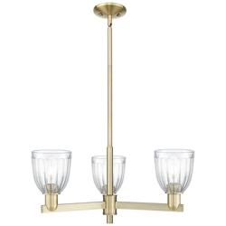 Brookfield 28" Wide 3-Light Antique Brass Chandelier w/ Clear Shade