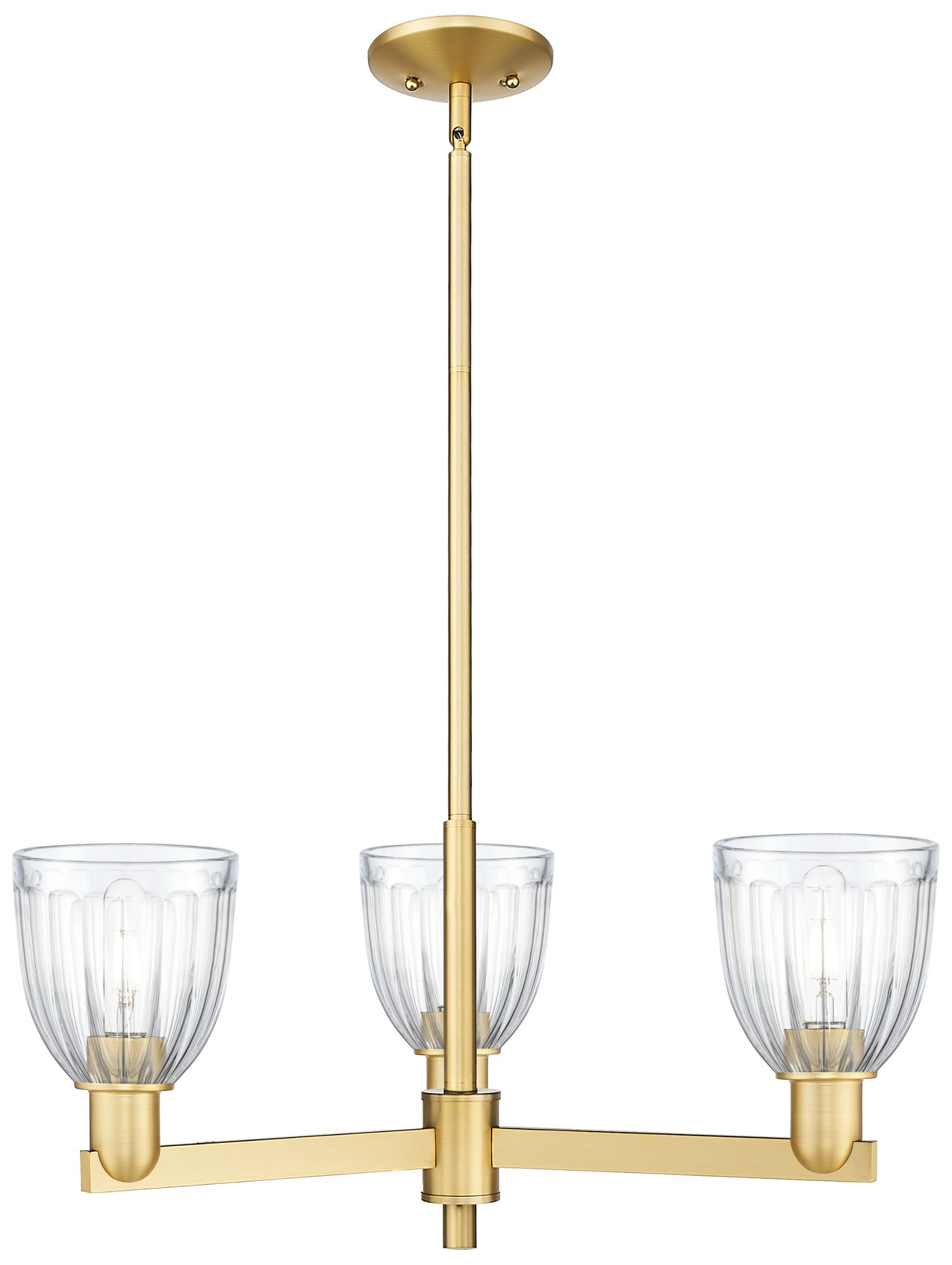 Brookfield 28" Wide 3-Light Satin Gold Chandelier w/ Clear Shade
