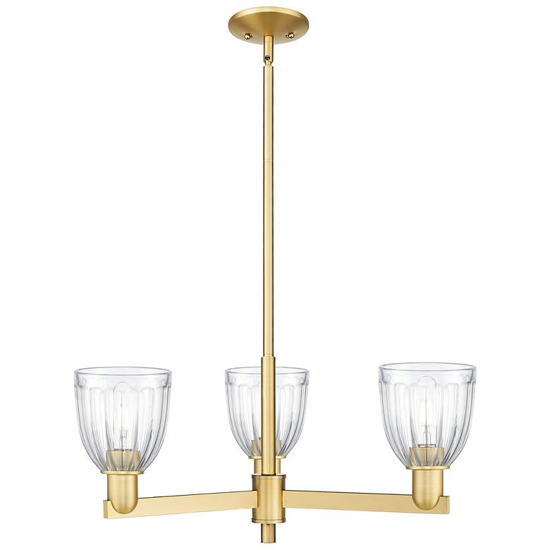 Image 1 Brookfield 28" Wide 3-Light Satin Gold Chandelier w/ Clear Shade
