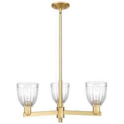 Brookfield 28" Wide 3-Light Satin Gold Chandelier w/ Clear Shade