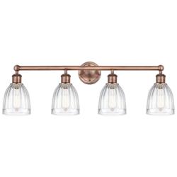 Brookfield 32.75&quot;W 4 Light Antique Copper Bath Light With Clear Shade