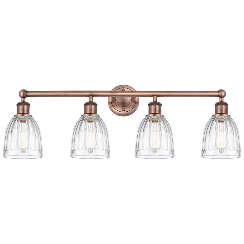 Image 1 Brookfield 32.75"W 4 Light Antique Copper Bath Light With Clear Shade
