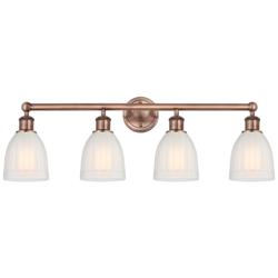 Brookfield 32.75&quot;W 4 Light Antique Copper Bath Light With White Shade