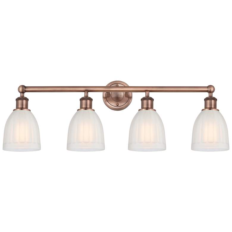 Image 1 Brookfield 32.75"W 4 Light Antique Copper Bath Light With White Shade