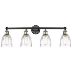 Brookfield 32.75&quot;W 4 Light Black Antique Brass Bath Light With Clear S