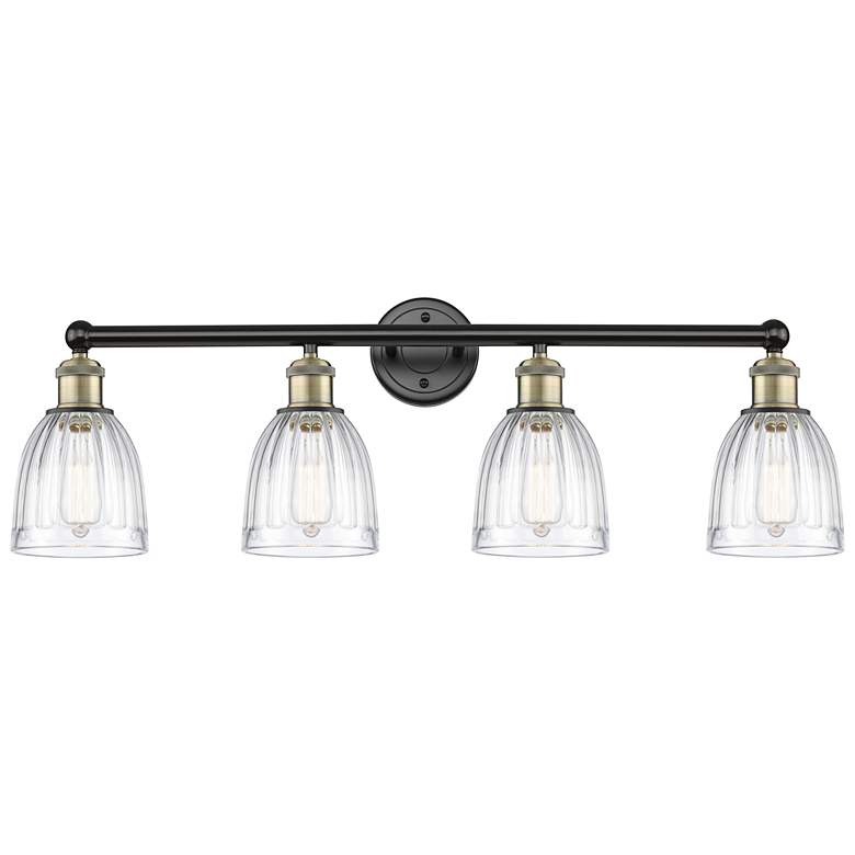 Image 1 Brookfield 32.75"W 4 Light Black Antique Brass Bath Light With Clear S
