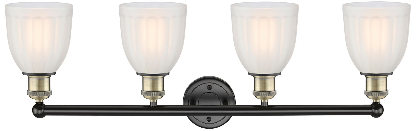 Image 2 Brookfield 32.75"W 4 Light Black Antique Brass Bath Light With White S more views