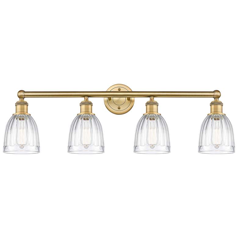Image 1 Brookfield 32.75"W 4 Light Brushed Brass Bath Vanity Light With Clear