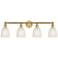 Brookfield 32.75"W 4 Light Brushed Brass Bath Vanity Light With White