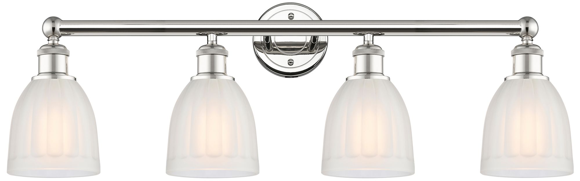 Brookfield 32.75"W 4 Light Polished Nickel Bath Light With White Shade
