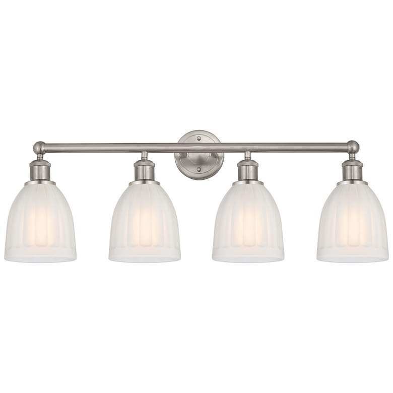 Image 1 Brookfield 33" 4-Light Brushed Satin Nickel Bath Light w/ White Shade