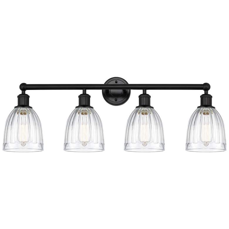 Image 1 Brookfield 33" 4-Light Matte Black Bath Light w/ Clear Shade
