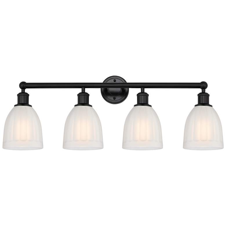 Image 1 Brookfield 33" 4-Light Matte Black Bath Light w/ White Shade