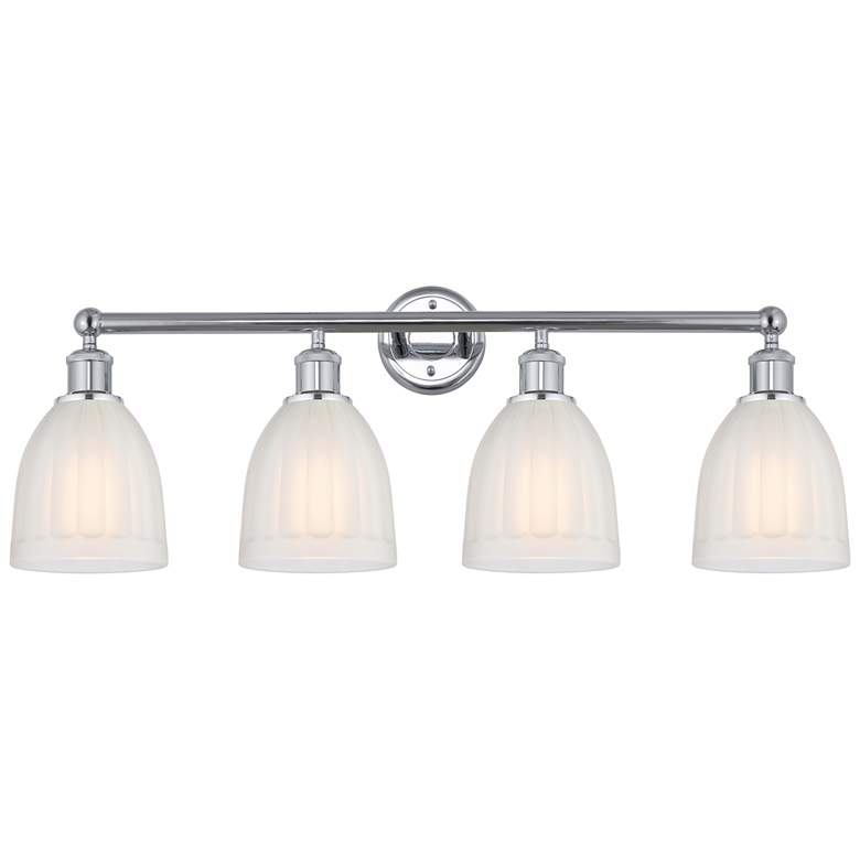 Image 1 Brookfield 33" 4-Light Polished Chrome Bath Light w/ White Shade