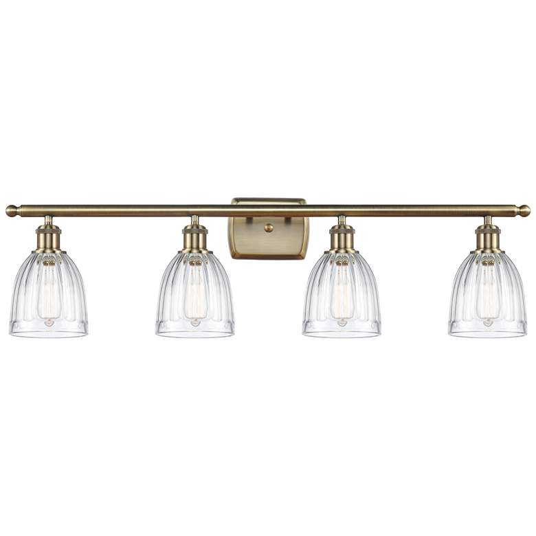 Image 1 Brookfield 36" Wide 4 Light Antique Brass Bath Vanity Light w/ Clear S