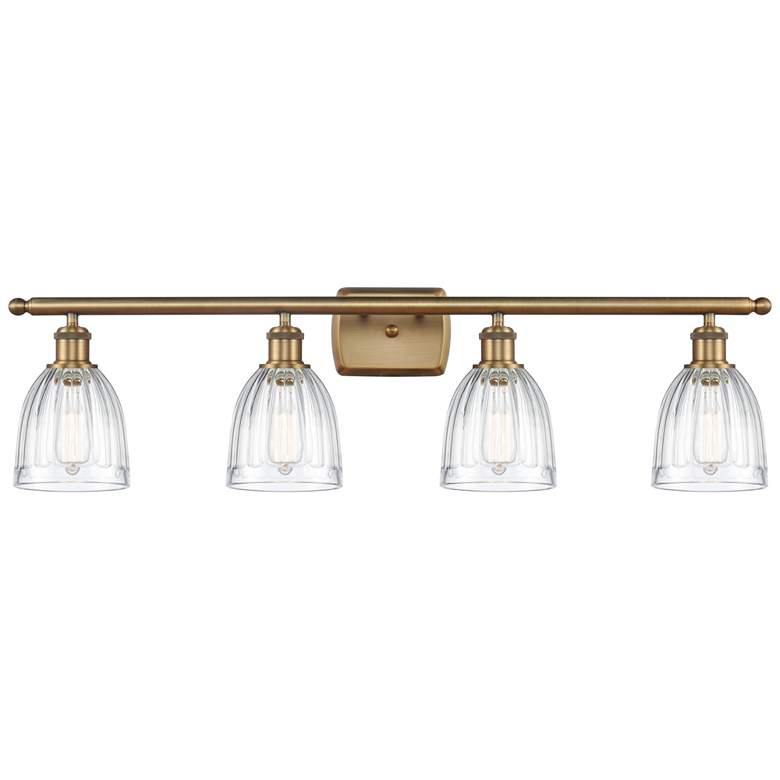 Image 1 Brookfield 36" Wide 4 Light Brushed Brass Bath Vanity Light w/ Clear S