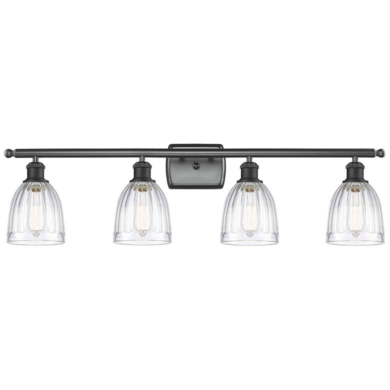 Image 1 Brookfield 36" Wide 4 Light Matte Black Bath Vanity Light w/ Clear Sha