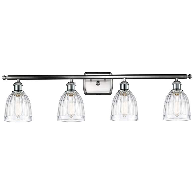 Image 1 Brookfield 36"W 4 Light Brushed Nickel Bath Light w/ Clear Shade