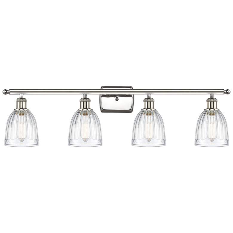 Image 1 Brookfield 36"W 4 Light Polished Nickel Bath Vanity Light w/ Clear Sha