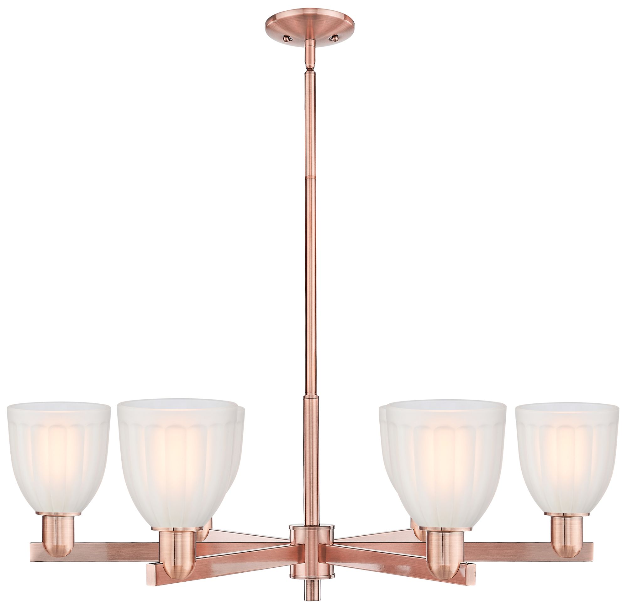 Brookfield 36" Wide 6-Light Antique Copper Chandelier w/ White Shade