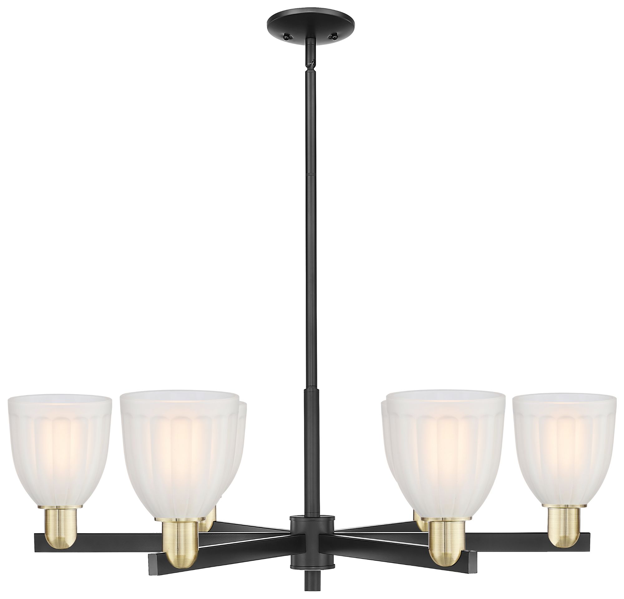 Brookfield 36" Wide 6-Light Black Antique Brass Chandelier w/ White Shade