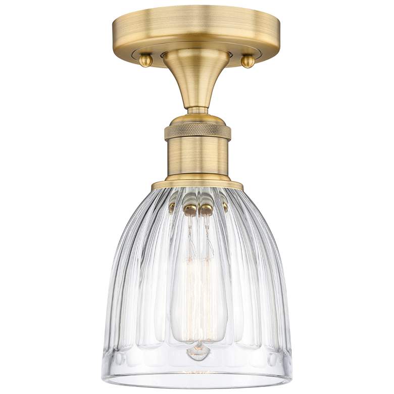 Image 1 Brookfield 5.75" Wide Brushed Brass Semi.Flush Mount With Clear Glass