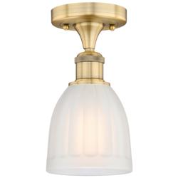 Brookfield 5.75" Wide Brushed Brass Semi.Flush Mount With White Glass