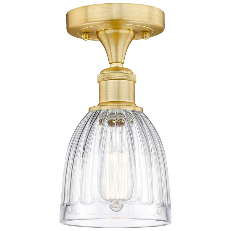 Image 1 Brookfield 5.75" Wide Satin Gold Semi.Flush Mount With Clear Glass Sha