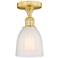Brookfield 5.75" Wide Satin Gold Semi.Flush Mount With White Glass Sha