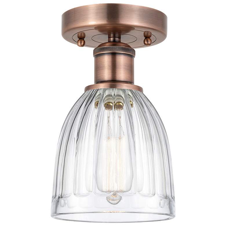 Image 1 Brookfield 5.75"W Antique Copper Semi.Flush Mount With Clear Glass Sha