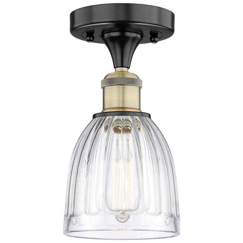 Image 1 Brookfield 5.75"W Black Antique Brass Semi.Flush Mount w/ Clear Glass