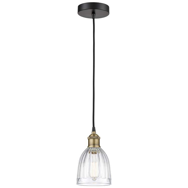 Image 1 Brookfield 5.75"W Black Brass Corded Mini Pendant w/ Clear Shade