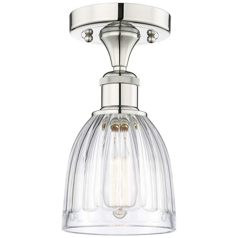 Image 1 Brookfield 5.75"W Polished Nickel Semi.Flush Mount With Clear Glass Sh