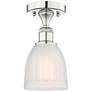 Brookfield 5.75"W Polished Nickel Semi.Flush Mount With White Glass Sh