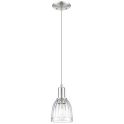 Brookfield 5.75" Wide Brushed Satin Nickel Mini Pendant w/ Clear Shade