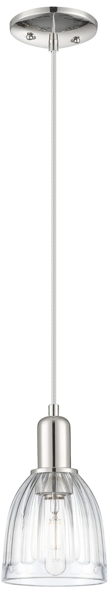 Brookfield 5.75" Wide Polished Nickel Cord Hung Mini Pendant w/ Clear Shade