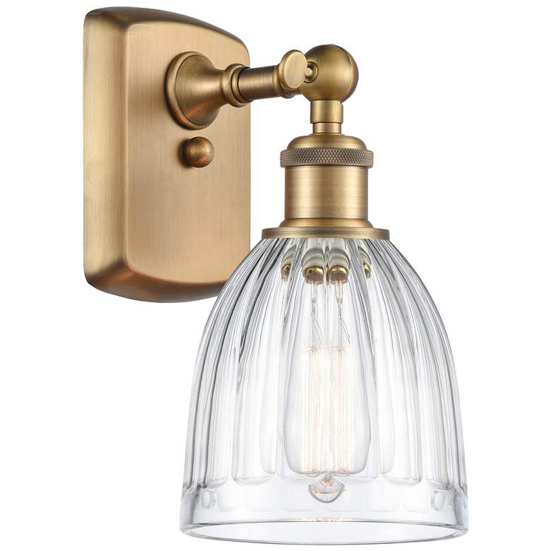 Image 1 Brookfield 6" Brushed Brass Sconce w/ Clear Shade