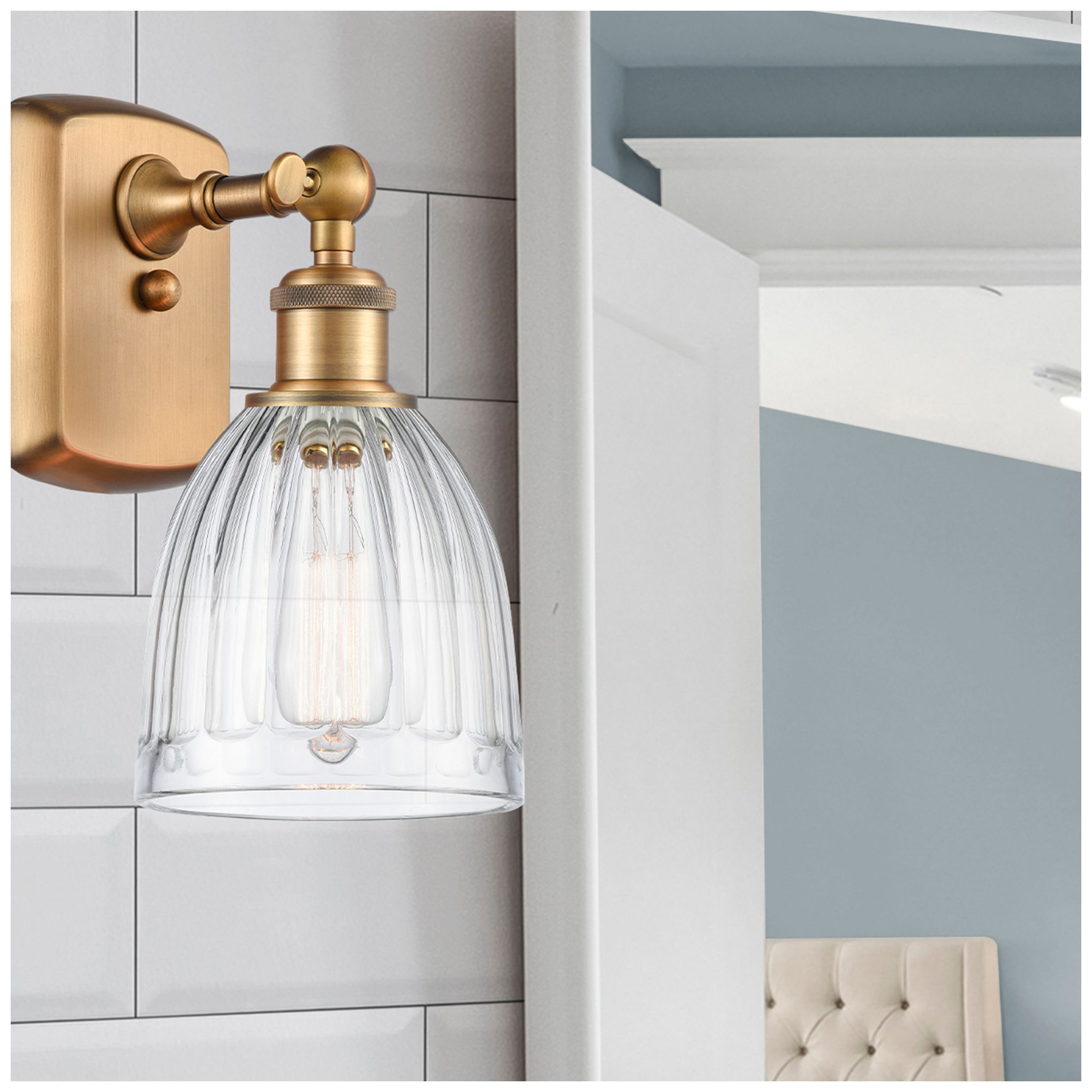 Image 3 Brookfield 6" Brushed Brass Sconce w/ Clear Shade more views