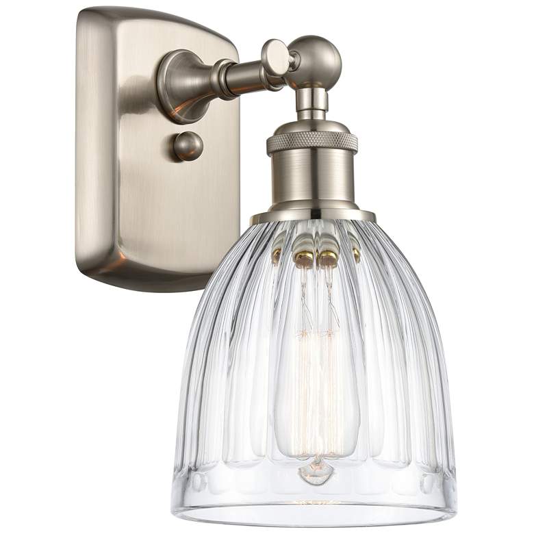 Image 1 Brookfield 6" Brushed Satin Nickel Sconce w/ Clear Shade