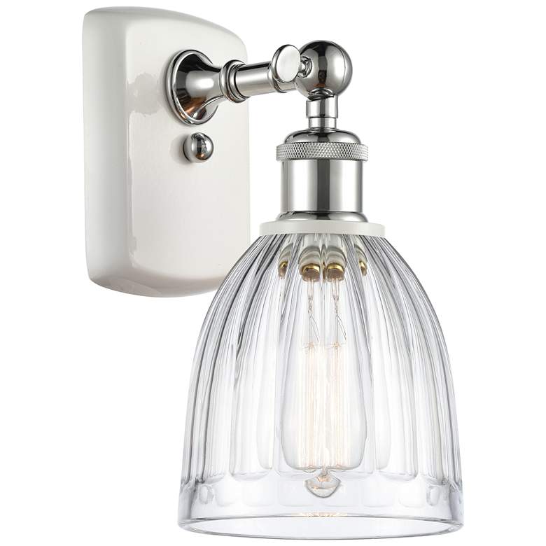 Image 1 Brookfield 6" White & Chrome Sconce w/ Clear Shade