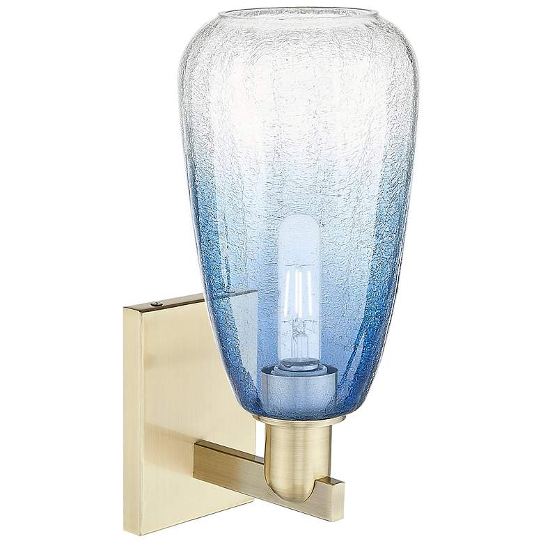 Image 2 Brookhaven Almond 11"H Antique Brass Wall Sconce With Sapphire Shade more views