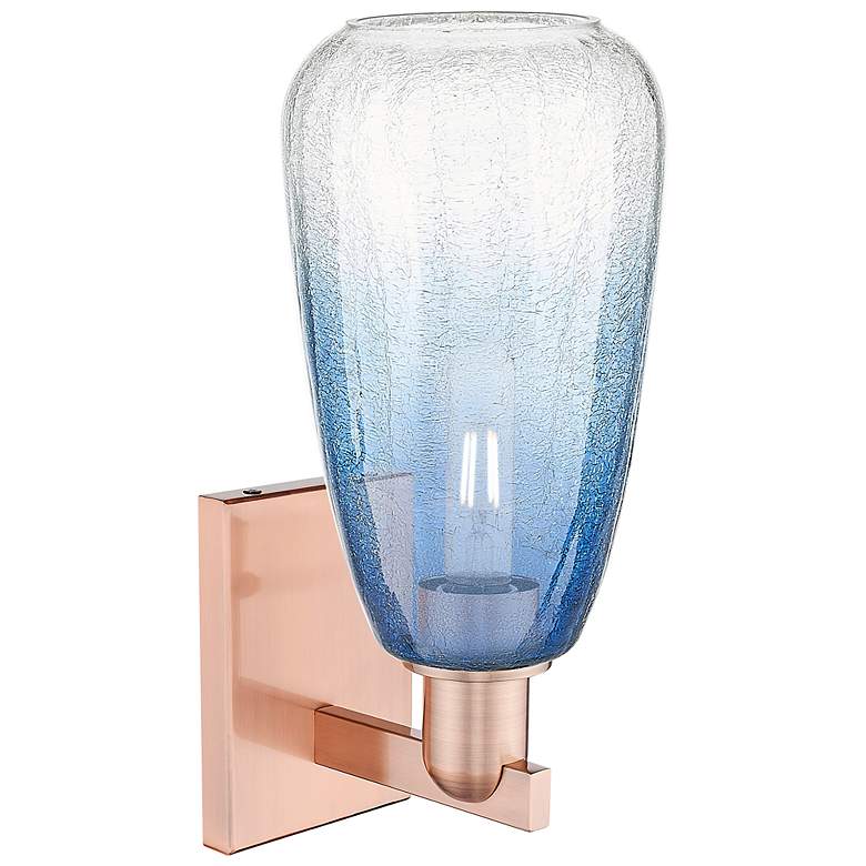 Image 2 Brookhaven Almond 11"H Antique Copper Wall Sconce With Sapphire Shade more views