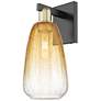 1_Brookhaven Almond 11"H Black Antique Brass Wall Sconce With Amber Shade