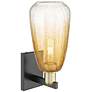 2_Brookhaven Almond 11"H Black Antique Brass Wall Sconce With Amber Shade more views