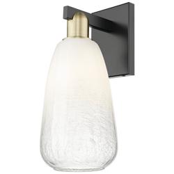 Brookhaven Almond 11"H Black Antique Brass Wall Sconce With Opal Shade