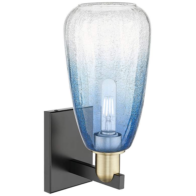 Image 2 Brookhaven Almond 11"H Black Brass Wall Sconce With Sapphire Shade more views