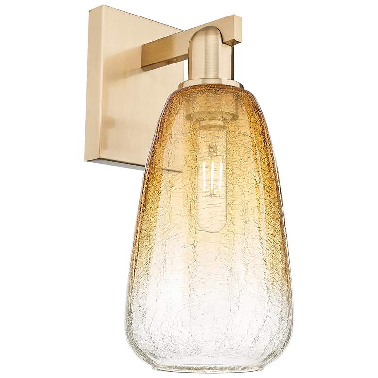 Image 1 Brookhaven Almond 11"H Champagne Bronze Wall Sconce With Amber Shade