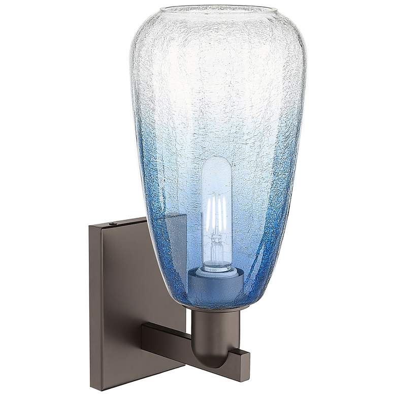 Image 2 Brookhaven Almond 11"H Oil Rubbed Bronze Wall Sconce w/ Sapphire Shade more views